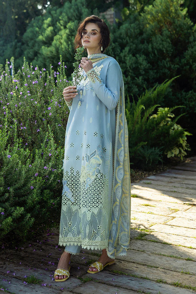 Pakistani sky blue embroidered lawn three-piece suit Australia - FPF_46