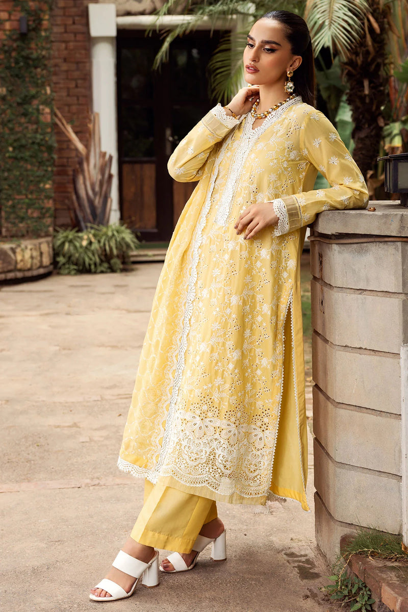 Lemon Yellow Schiffli Embroidered Lawn | Pakistani Collection - FPF_31