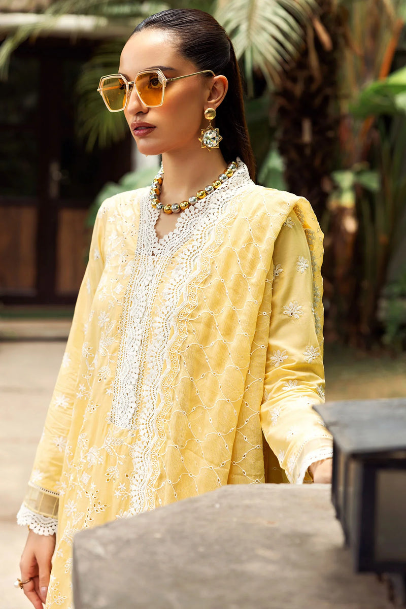 Lemon Yellow Schiffli Embroidered Lawn | Pakistani Collection - FPF_31