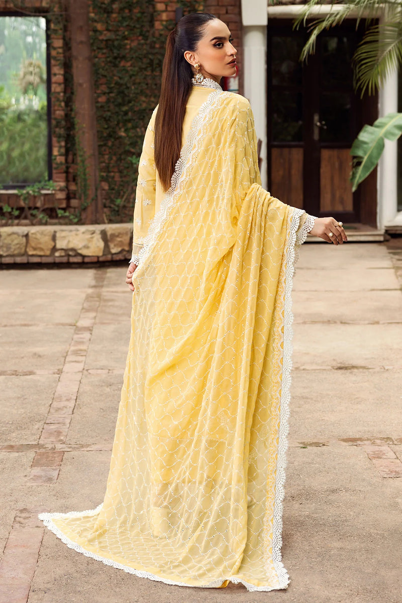Lemon Yellow Schiffli Embroidered Lawn | Pakistani Collection - FPF_31