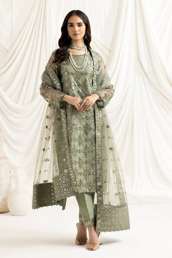 Heavy Embroidered Green Pakistani Formal Dress  - FPF_07