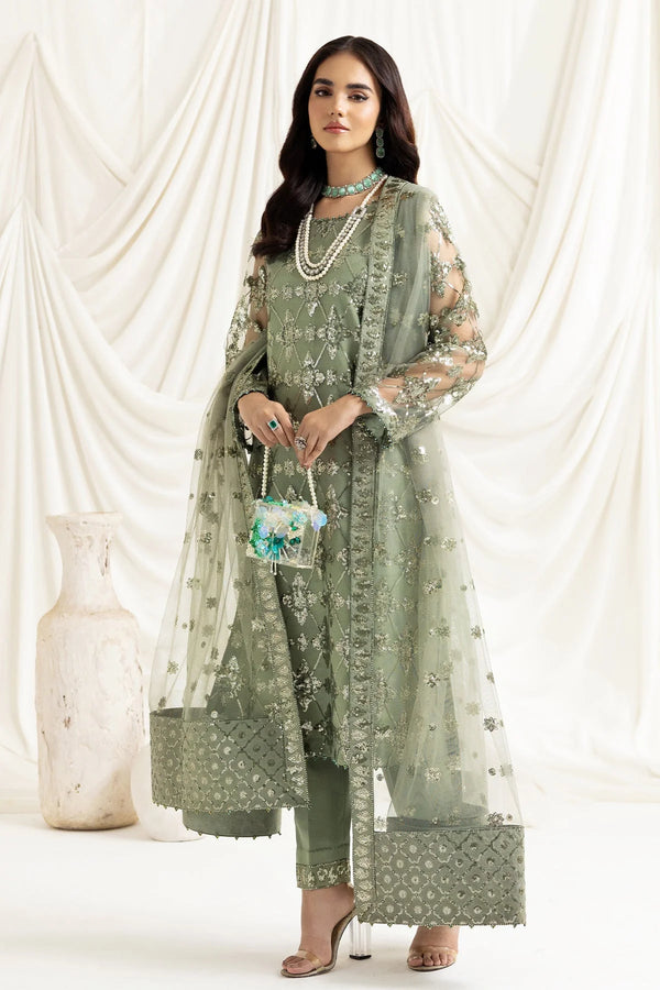 Heavy Embroidered Green Pakistani Formal Dress  - FPF_07