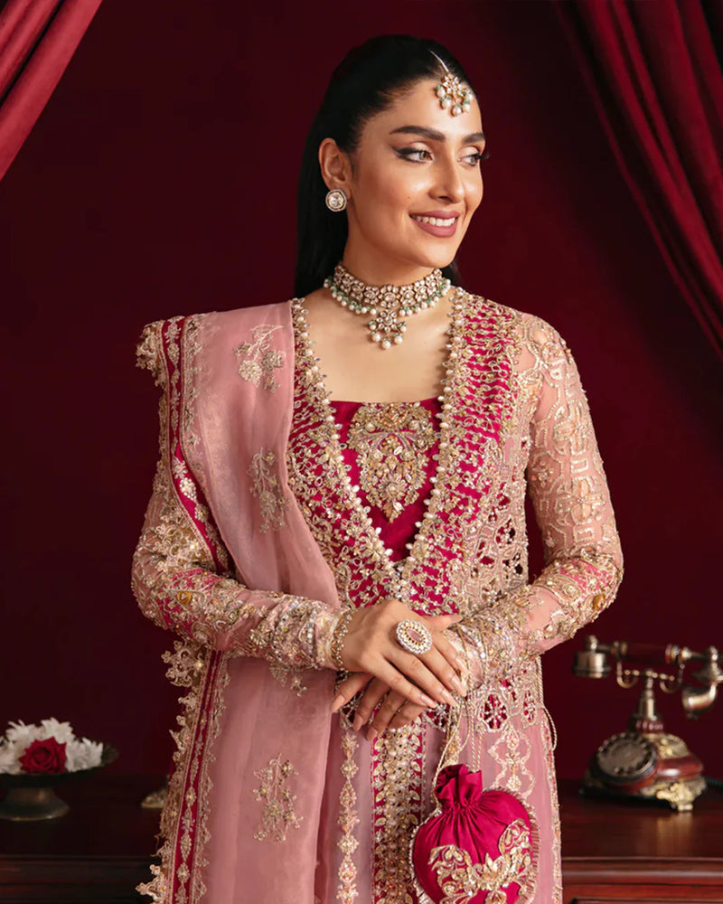 Embroidered Pink Chiffon Dress with Dupatta – Pakistani Wedding Wear - FPF_13