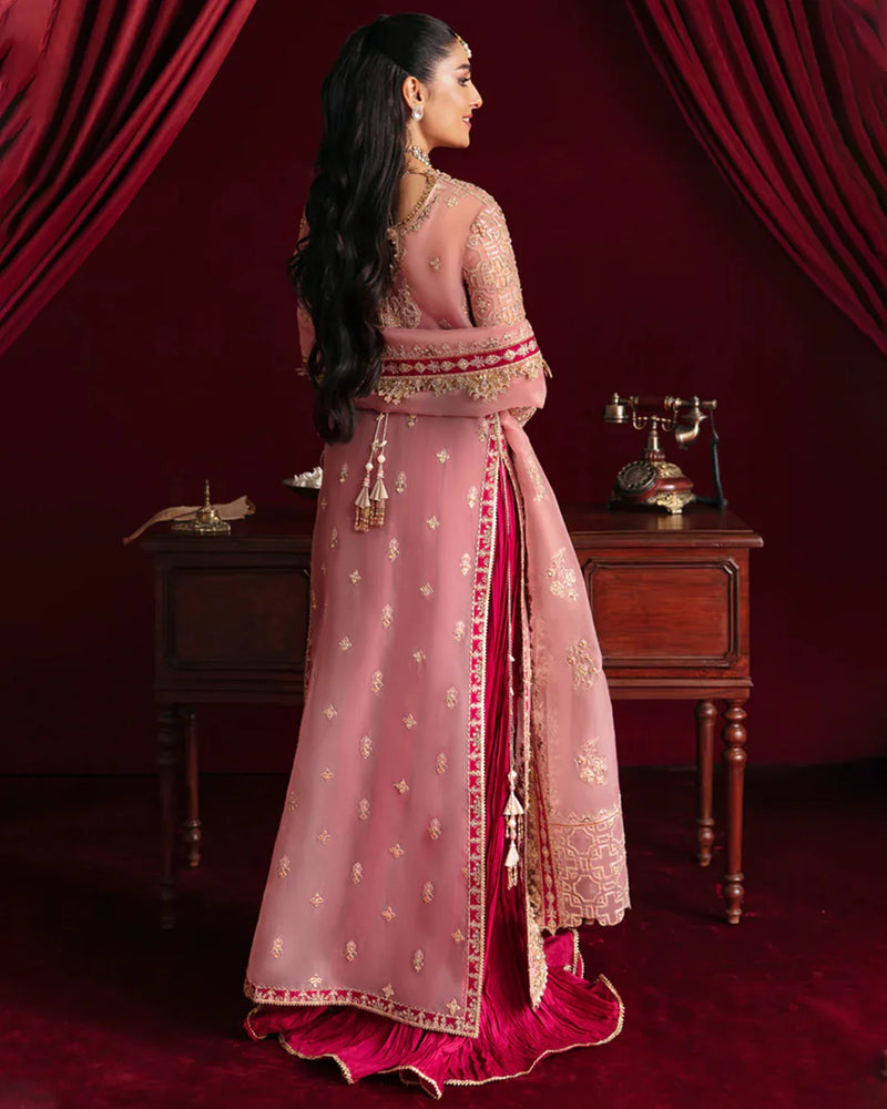 Embroidered Pink Chiffon Dress with Dupatta – Pakistani Wedding Wear - FPF_13