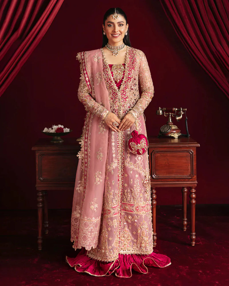 Embroidered Pink Chiffon Dress with Dupatta – Pakistani Wedding Wear - FPF_13