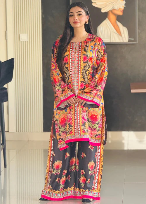 RTW Orange and Black 3PC in Raw silk Fabric - FPRTW_C_20