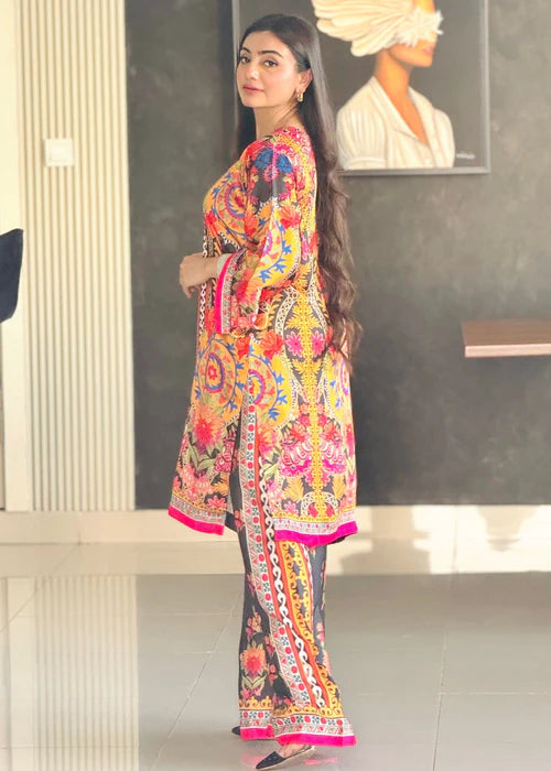 RTW Orange and Black 3PC in Raw silk Fabric - FPRTW_C_20