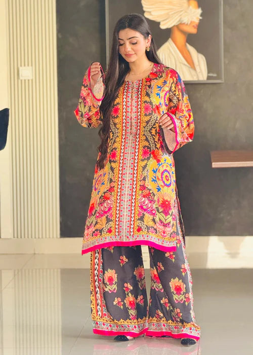 RTW Orange and Black 3PC in Raw silk Fabric - FPRTW_C_20