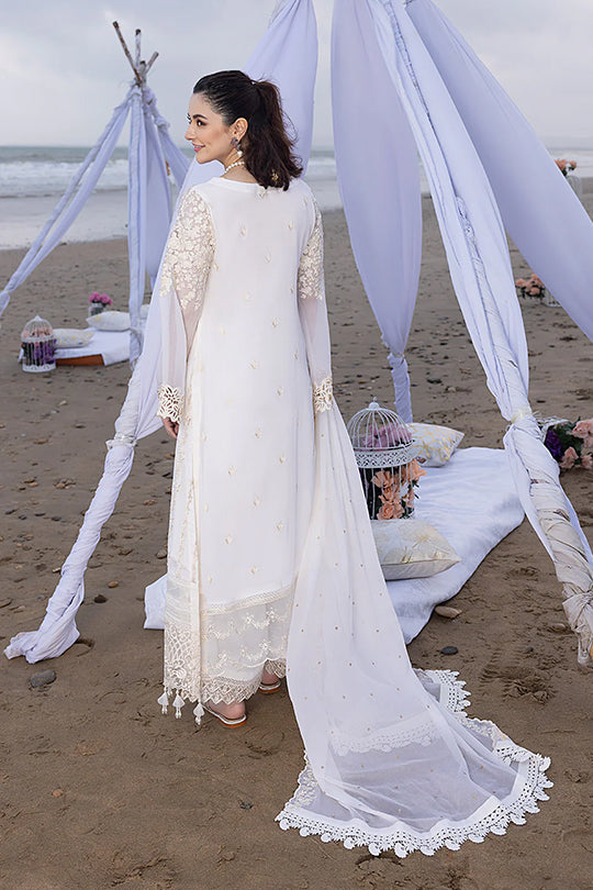 Elegant Ivory Chiffon Embroidered Dress – Pakistani Formal Wear - FPF_06