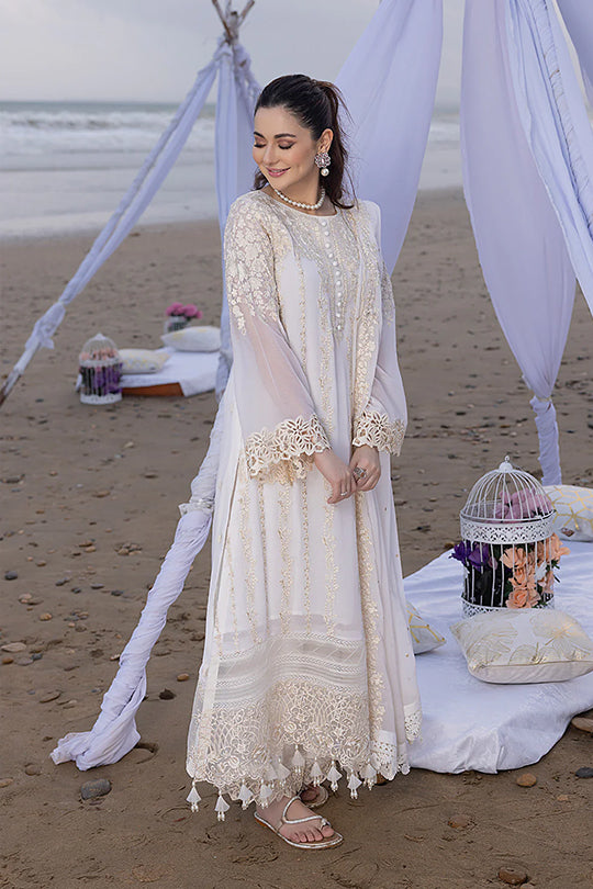 Elegant Ivory Chiffon Embroidered Dress – Pakistani Formal Wear - FPF_06