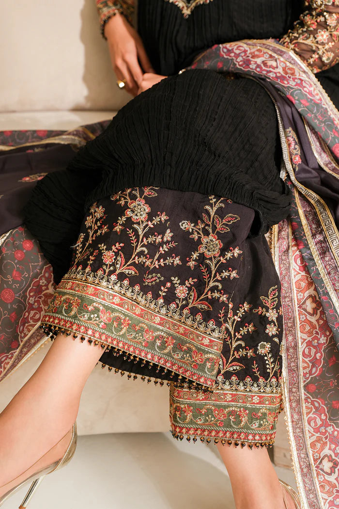 Black Embroidered Crushed Chiffon - FPF_04