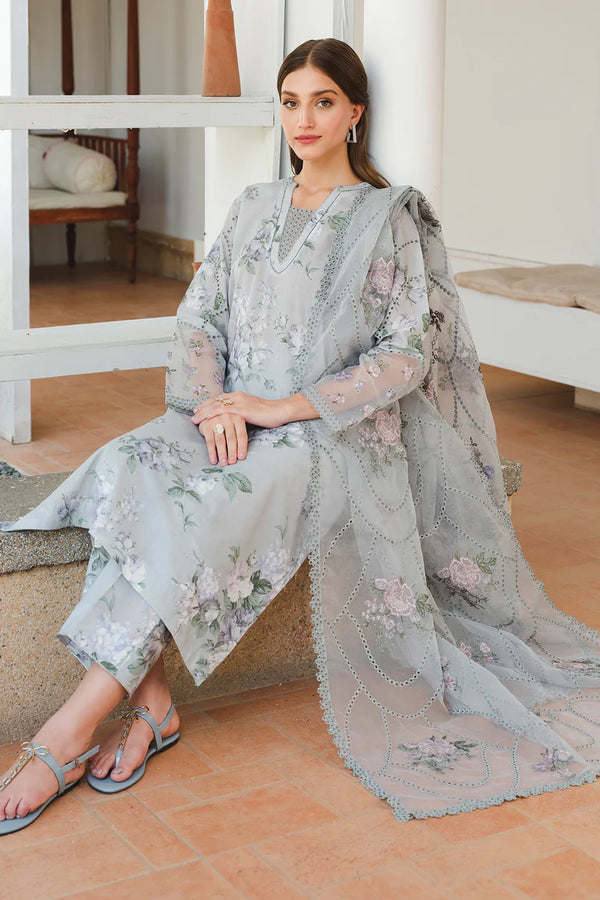 Light Grey Embroidered Luxury Lawn 3 Piece – Pakistani Summer Collection - FPF_17
