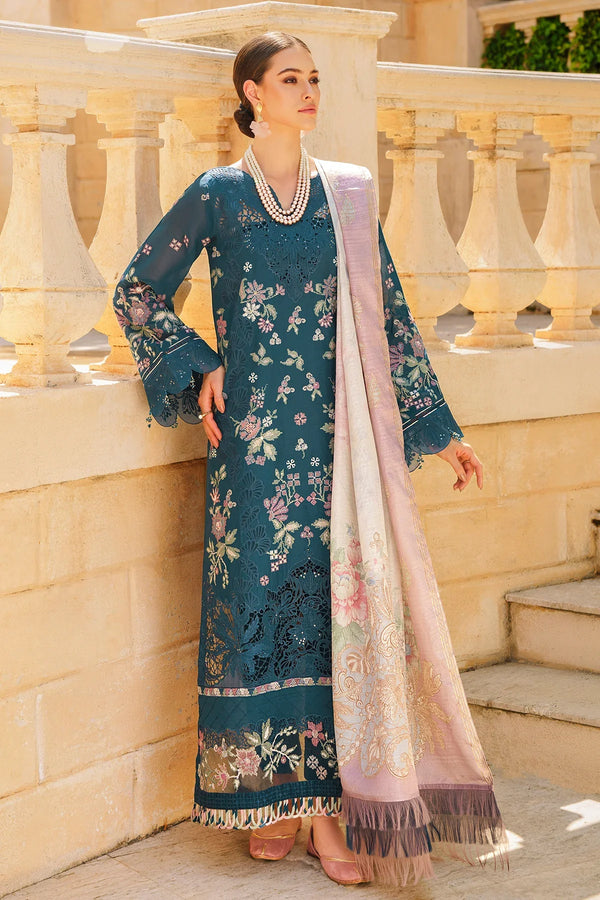 Teal Embroidered Luxury Swiss Lawn – Pakistani Summer Collection - FPF_20