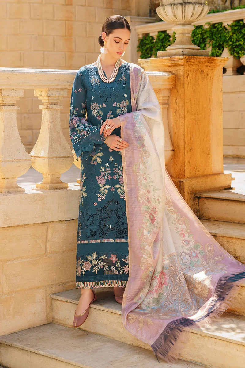 Teal Embroidered Luxury Swiss Lawn – Pakistani Summer Collection - FPF_20