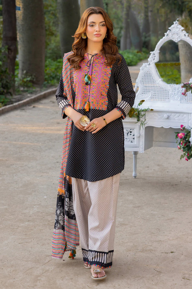 RTW Black printed cotton 3PC - FPRTW_C_12