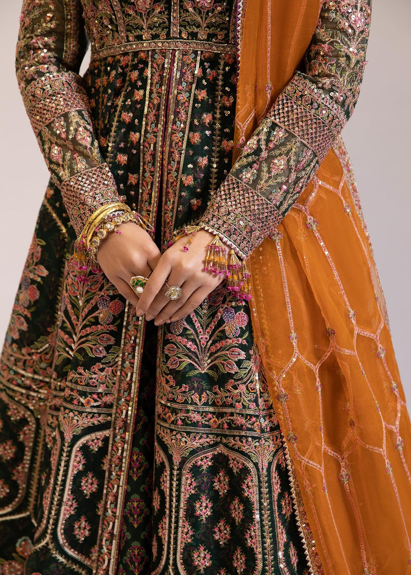 Emerald Green Heavily Embroidered Bridal Peshwas - FPF_01