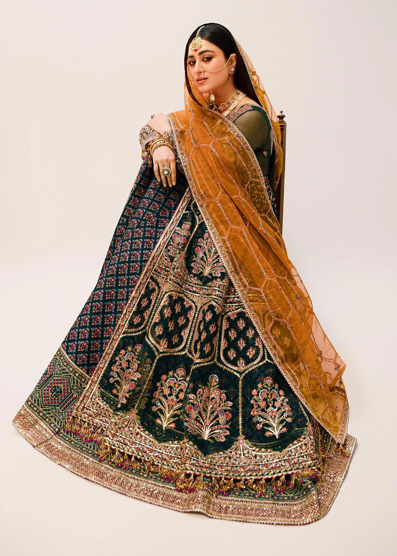 Emerald Green Heavily Embroidered Bridal Peshwas - FPF_01