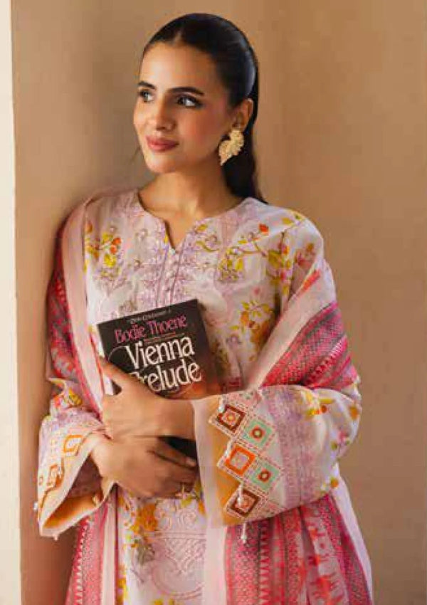 RTW Pink floral print Lawn with Embroidery 3PC - FPRTW_C_21