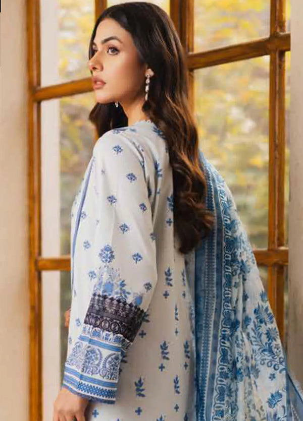 RTW White & Blue floral print Lawn with Embroidery 3PC - FPRTW_C_26