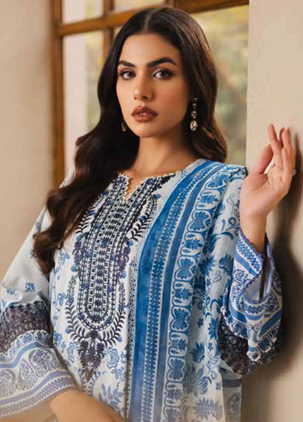 RTW White & Blue floral print Lawn with Embroidery 3PC - FPRTW_C_26