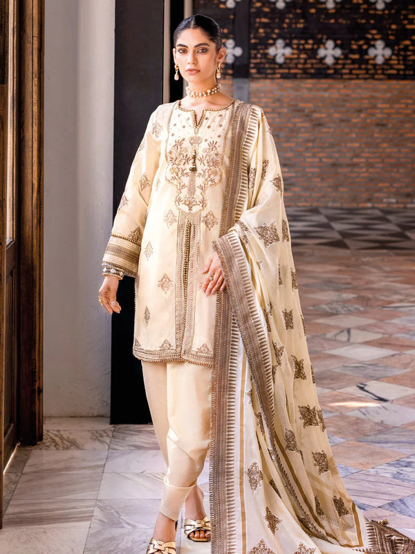Luxury Embroidered Jacquard Lawn Suit | Formal Pakistani Wear - FPF_28