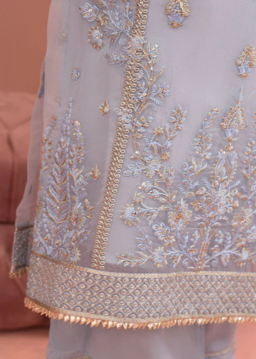 Elegant Blue Organza Embroidered Three-Piece Outfit with Dupatta - FPF_11