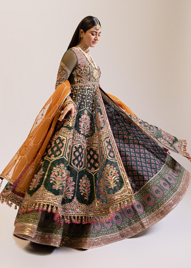 Emerald Green Heavily Embroidered Bridal Peshwas - FPF_01