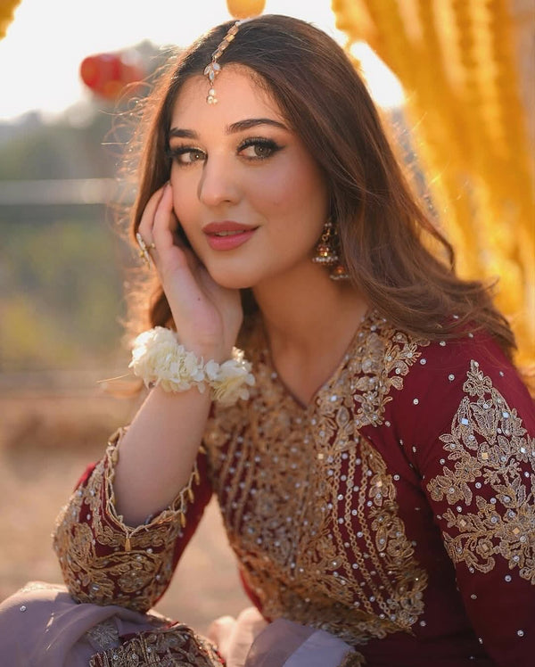 Elegant Maroon Pakistani Embroidered Gharara - FPF_09