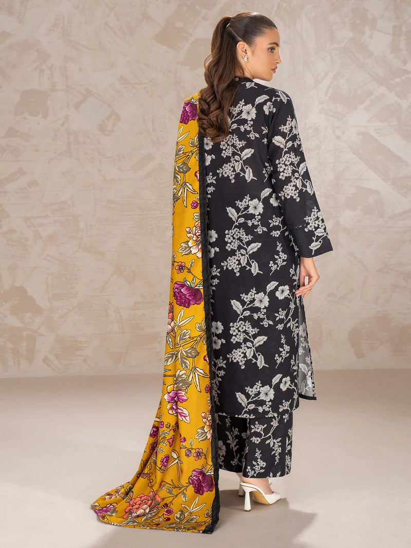 RTW Printed Khaddar 3PC with Herringbone Shawl - FPRTW_C_11