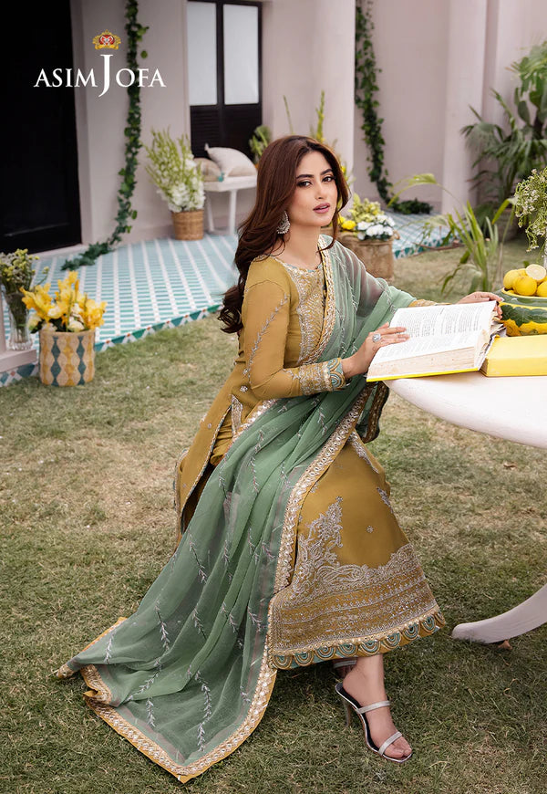 Asim Jofa Collection in Musturd (Ice Green Dupatta)