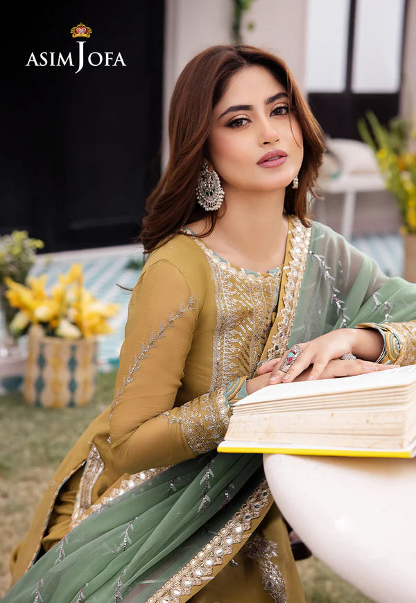 Asim Jofa Collection in Musturd (Ice Green Dupatta)