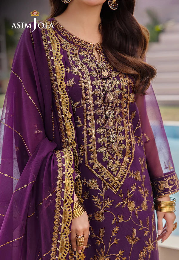 Luxury Purple Embroidered Chiffon Dress – Pakistani Party Wear - FPF_16