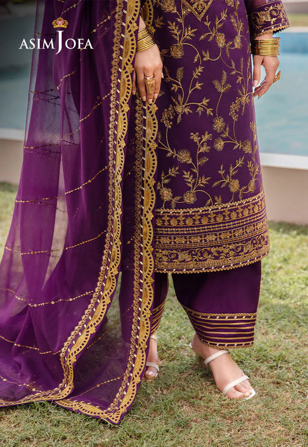 Luxury Purple Embroidered Chiffon Dress – Pakistani Party Wear - FPF_16