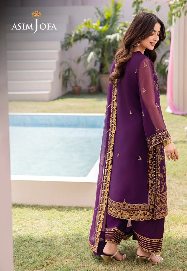 Luxury Purple Embroidered Chiffon Dress – Pakistani Party Wear - FPF_16