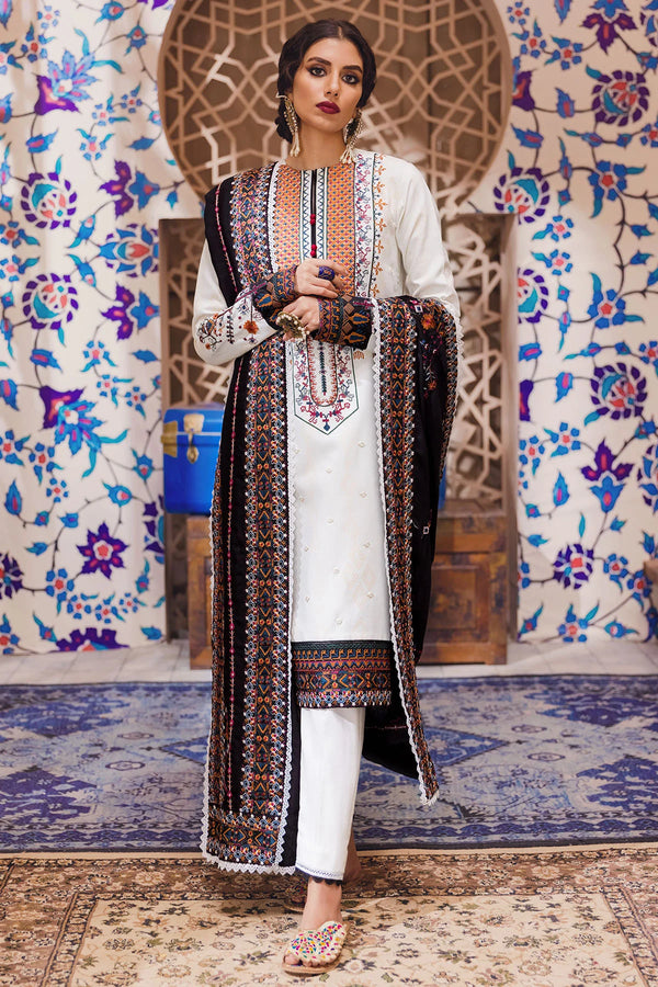 Luxury White Embroidered Lawn 3-Piece | Pakistani Festive Wear - FPF_32