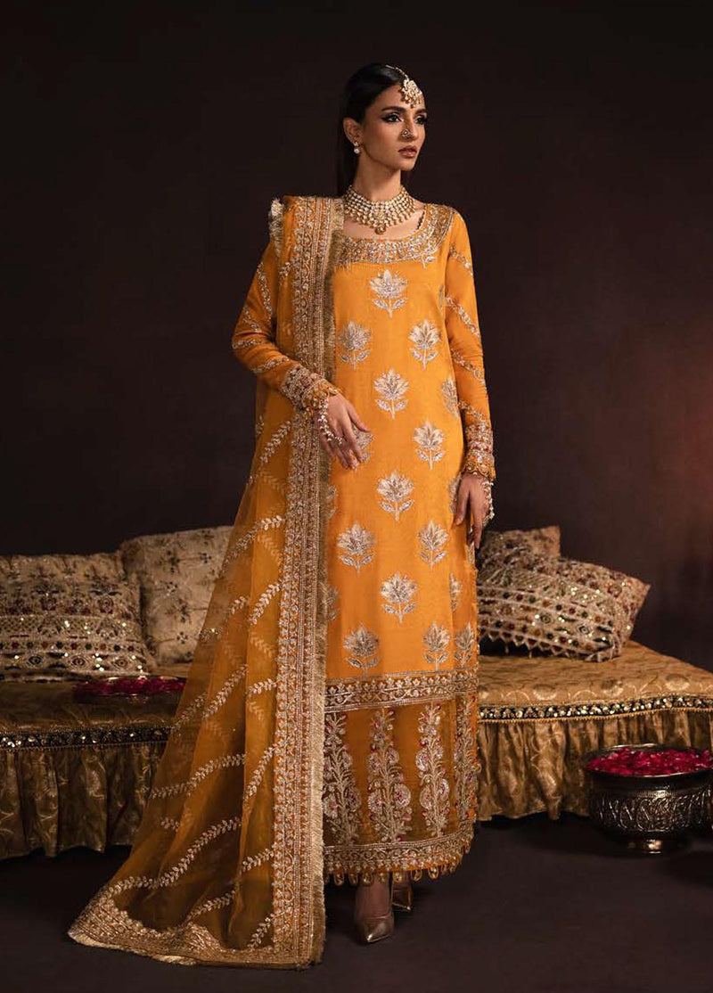 Designer Mustard Embroidered Formal Pakistani Suit – Wedding & Reception Outfit - FPF_09
