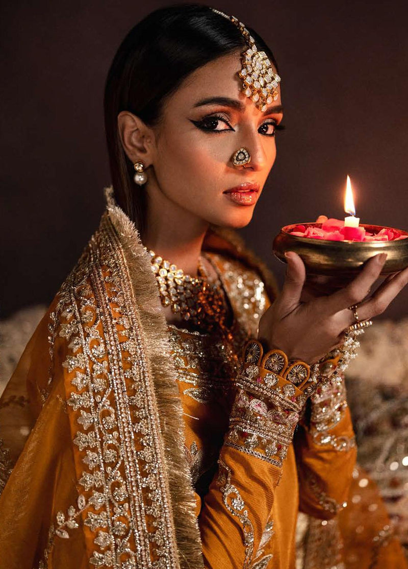 Designer Mustard Embroidered Formal Pakistani Suit – Wedding & Reception Outfit - FPF_09