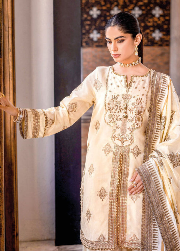 Luxury Embroidered Jacquard Lawn Suit | Formal Pakistani Wear - FPF_28