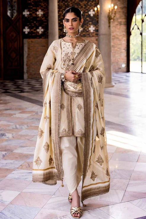 Luxury Embroidered Jacquard Lawn Suit | Formal Pakistani Wear - FPF_28