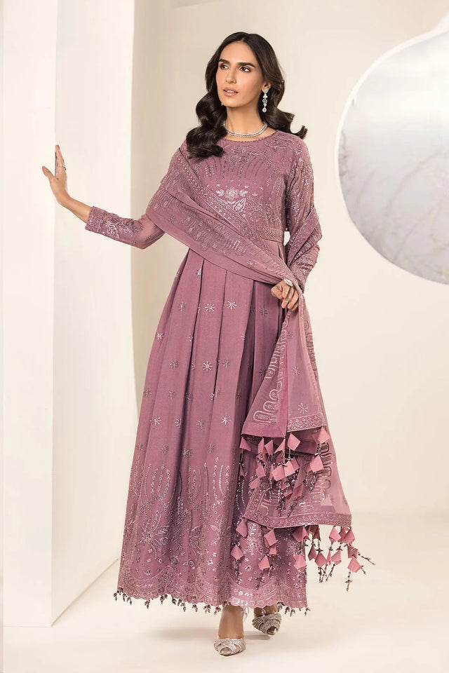 Pakistani mauve embroidered chiffon peshwas Australia - FPF_03