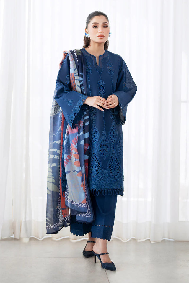 Pakistani navy blue embroidered lawn three-piece suit Australia - FPF_13
