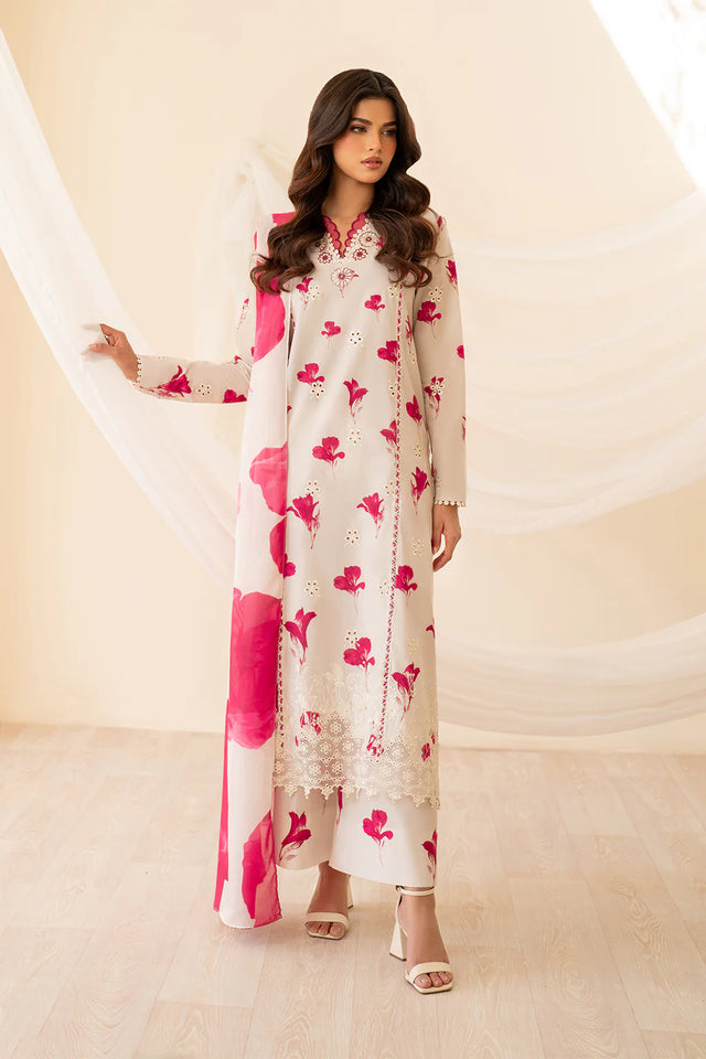 Pakistani off white embroidered lawn dress Australia - FPF_35