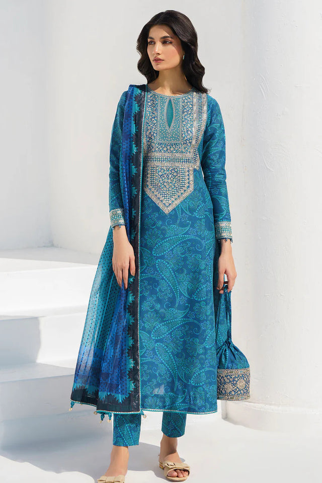 Pakistani Turquoise Printed Lawn Frock FPS_07 Australia